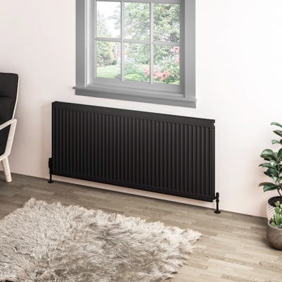 Compact Type 11 Single Panel Matt Black Radiator 600 x 1400mm