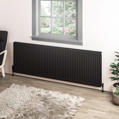 Compact Type 11 Single Panel Matt Black Radiator 600 x 1800mm