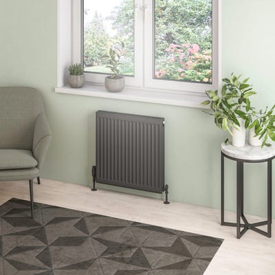 Compact Type 21 Double Panel Plus Matt Anthracite Radiator 600 x 600mm