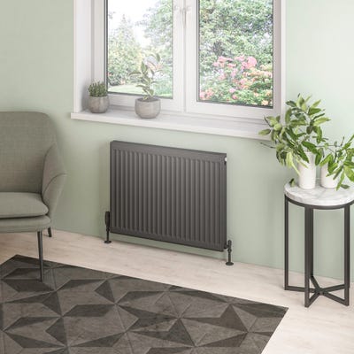 Compact Type 21 Double Panel Plus Matt Anthracite Radiator 600 x 800mm