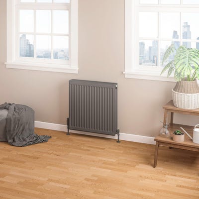 Compact Type 22 Double Panel Matt Anthracite Radiator 600 x 600mm