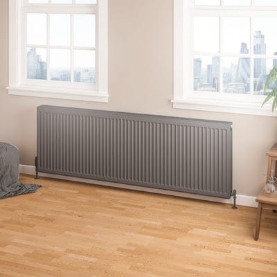 Compact Type 22 Double Panel Matt Anthracite Radiator 600 x 1800mm