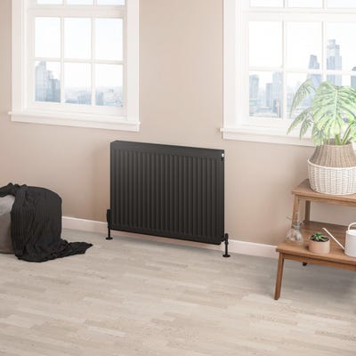 Compact Type 22 Double Panel Matt Black Radiator 600 x 800mm