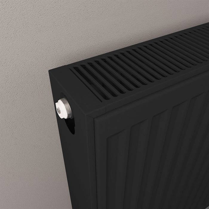 Compact Type 22 Double Panel Matt Black Radiator 600 x 1800mm