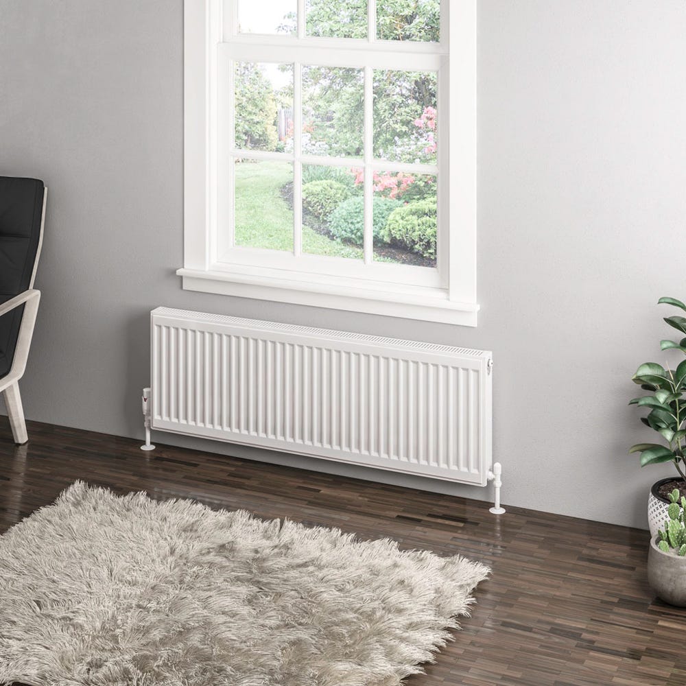 Compact Type 11 Single Panel Gloss White Radiator 400 x 1200mm