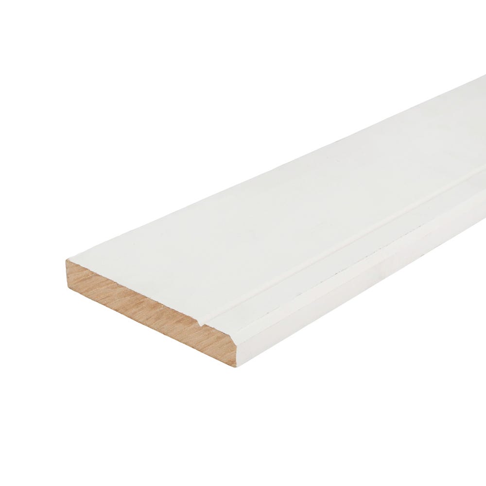 18mm x 144mm MDF White Primed Chamfer and 1 V Skirting Board 4400mm
