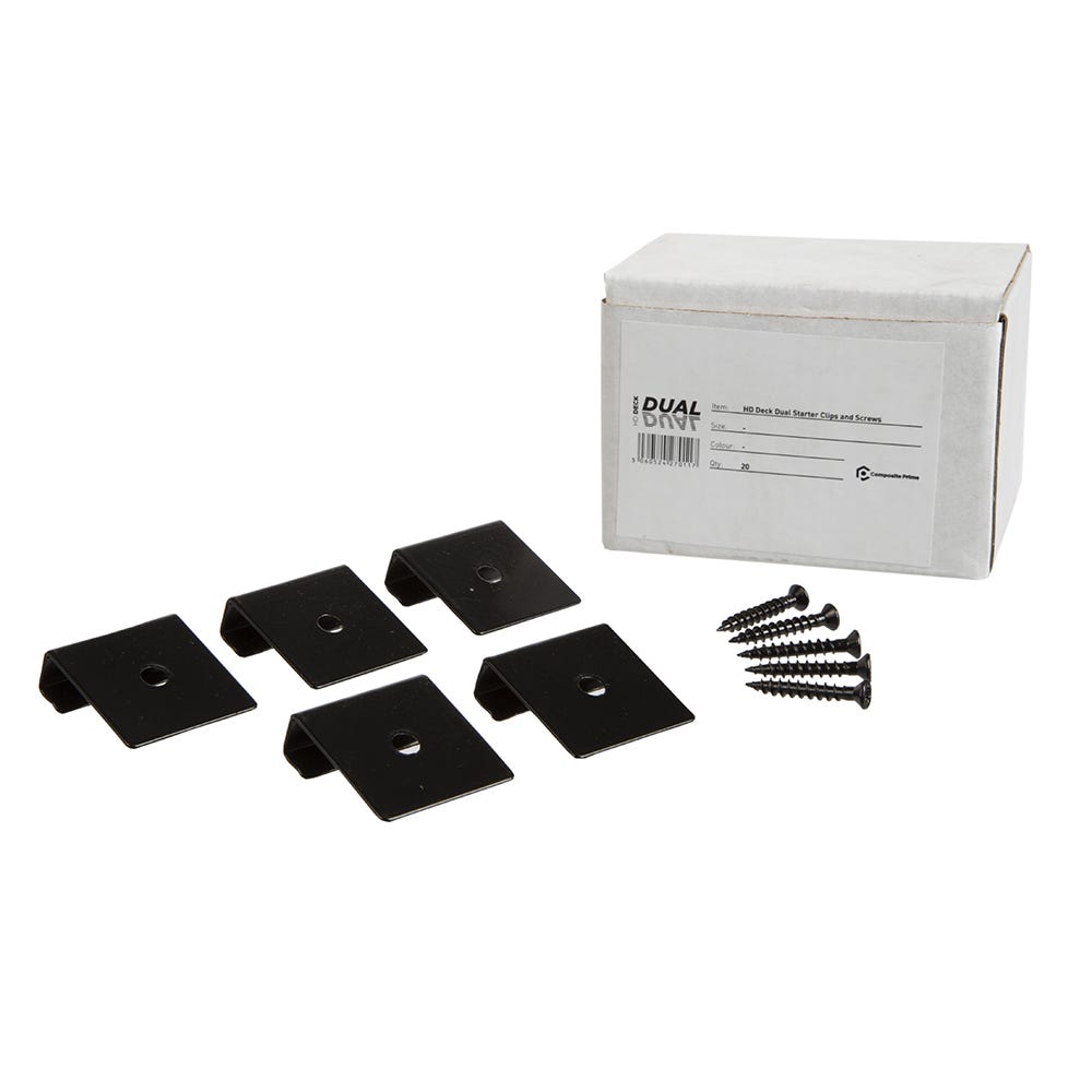 HD Deck Dual Composite Decking Starter Clips and Screws (Box of 20)