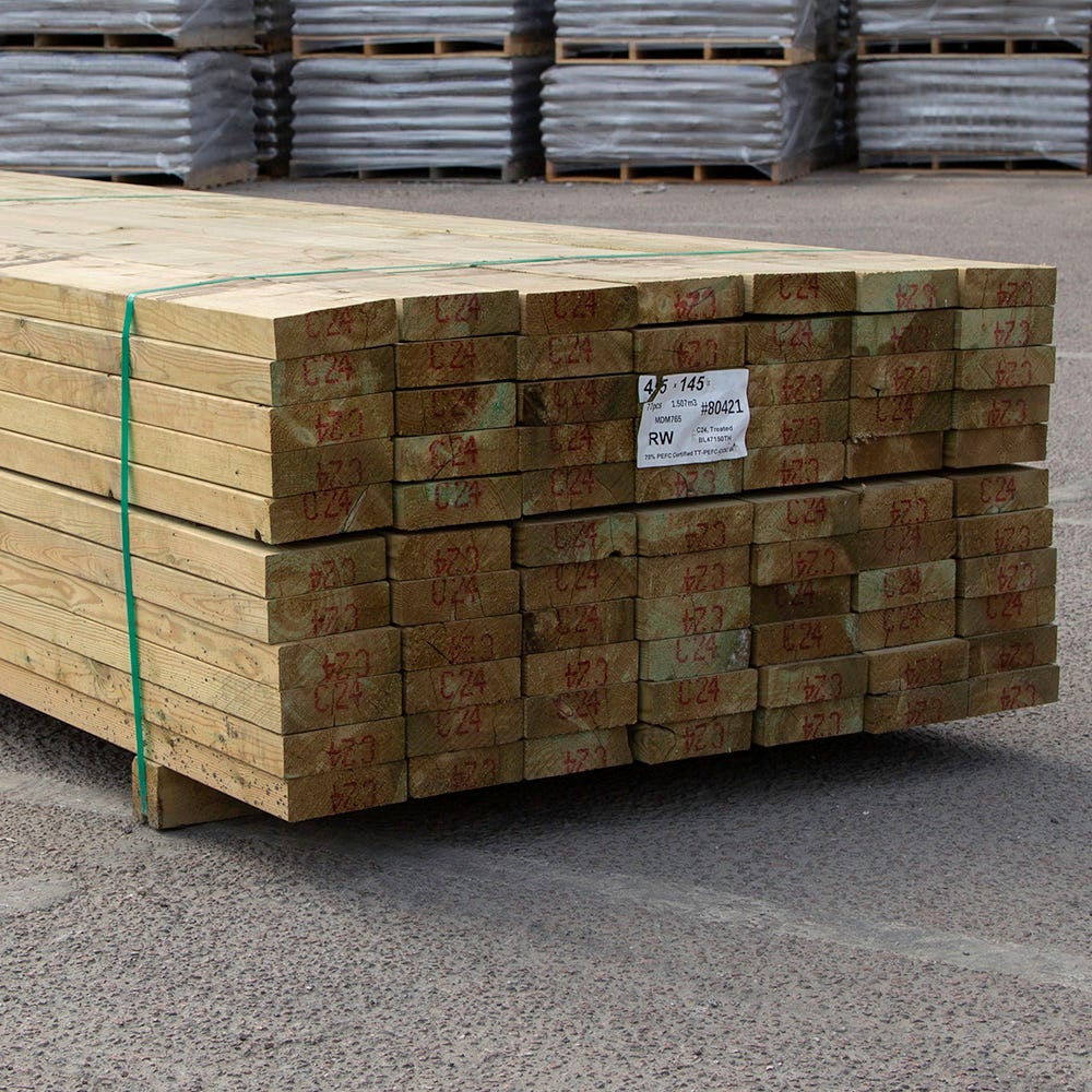 47mm x 150mm C24 Treated Timber 4800mm (6'' x 2'') Pack of 84