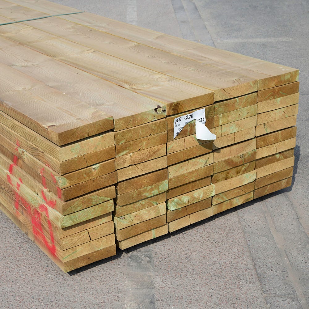 47mm x 225mm C24 Treated Timber 4800mm (9'' x 2'') Pack of 60