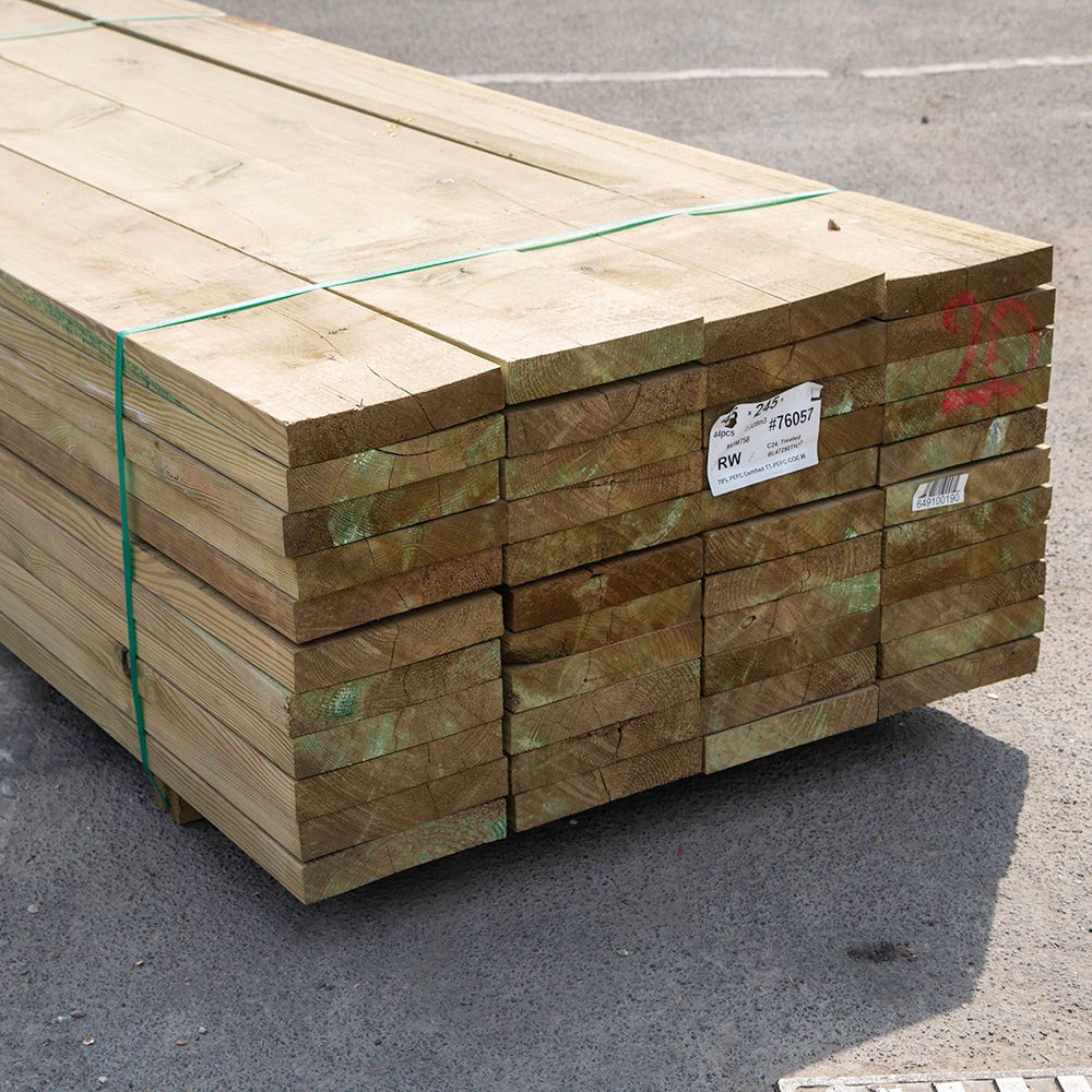 47mm x 250mm C24 Treated Timber 4800mm (10'' x 2'') Pack of 48