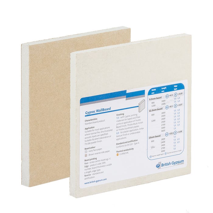 9 5mm British Gypsum Gyproc Wallboard Plasterboard Square Edge 2400mm X 1200mm 8 X 4