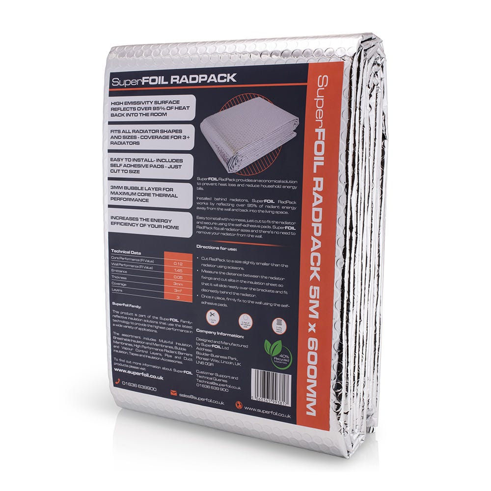 600mm x 5m x 3mm SuperFOIL RadPack Radiator Foil Insulation