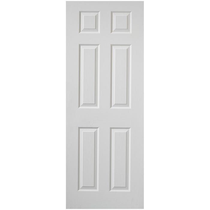 Premdor Internal White Primed Moulded Woodgrain 6 Panel Door
