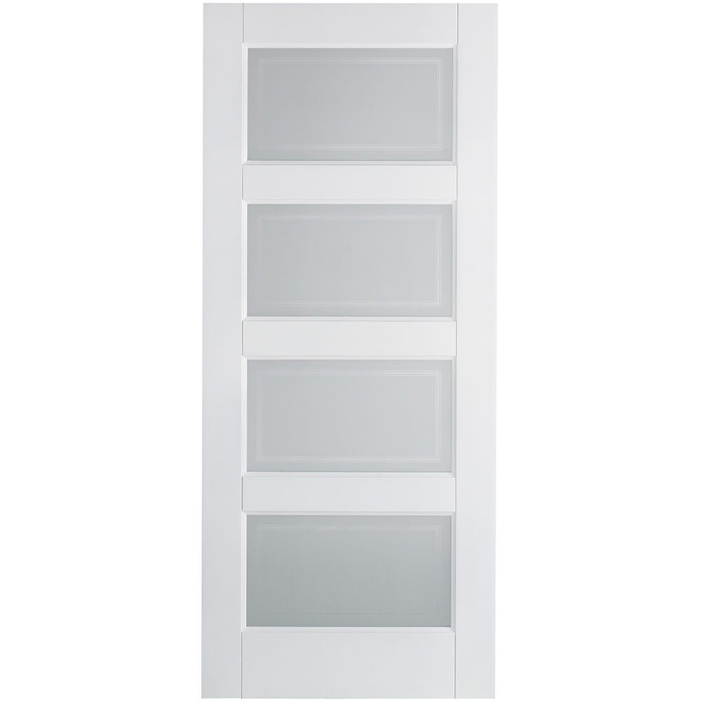 Lpd Internal White Primed Contemporary 4l Frosted Glazed Door