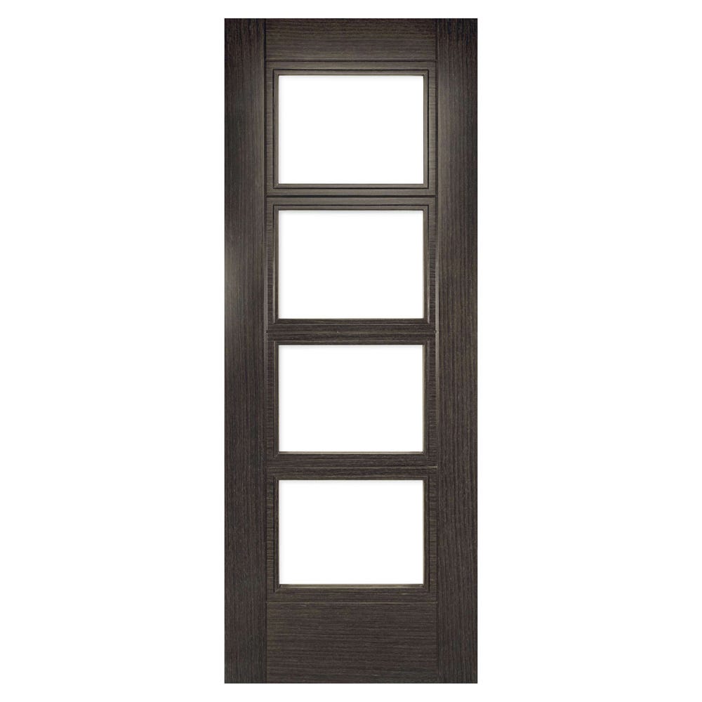 Deanta Internal Dark Grey Ash Montreal 4l Prefinished Clear Glazed Door