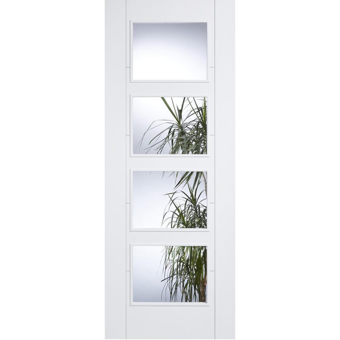 LPD Internal White Primed Vancouver 4L Clear Glazed Door 2040 x 826 x 40mm LPD Internal White Primed Vancouver 4L Clear Glazed Door 2040 x 826 x 40mm