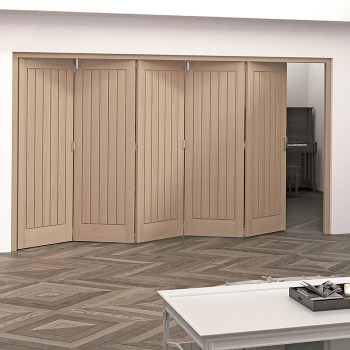 Jeld Wen Internal Oak Oregon Cottage 5 Panel 5 Door Roomfold 2047 X 3158 X 92mm