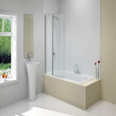 Merlyn 900mm x 1500mm Two Panel Folding Square Bath Screen Silver