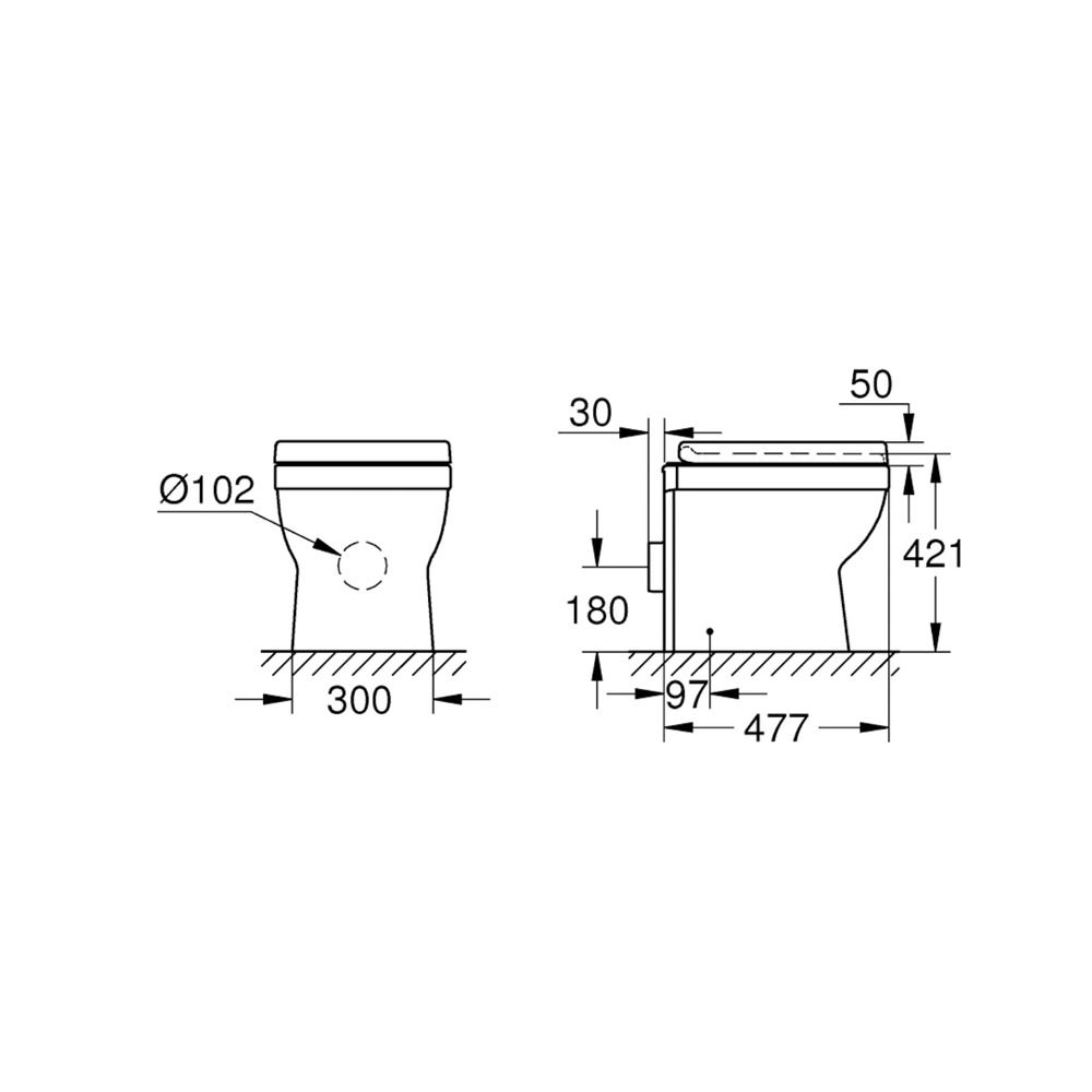 Grohe Euro Ceramic Floor Standing Wc With Soft Close Seat