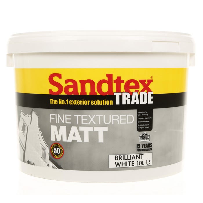 Sandtex Trade Fine Textured Matt Brilliant White 10L Sandtex Trade Fine Textured Matt Brilliant White 10L