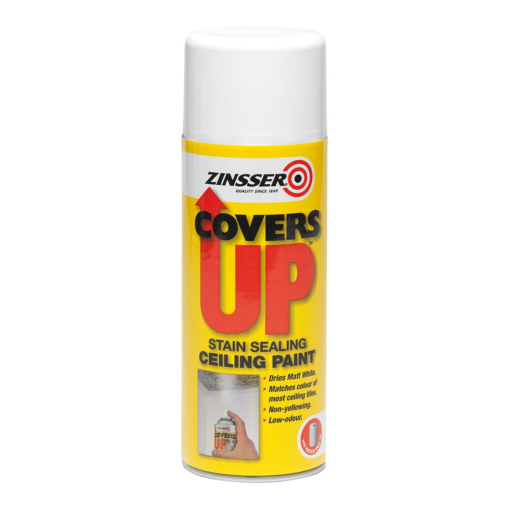 Zinsser Covers Up Stain Sealing Ceiling Spray White 400ml