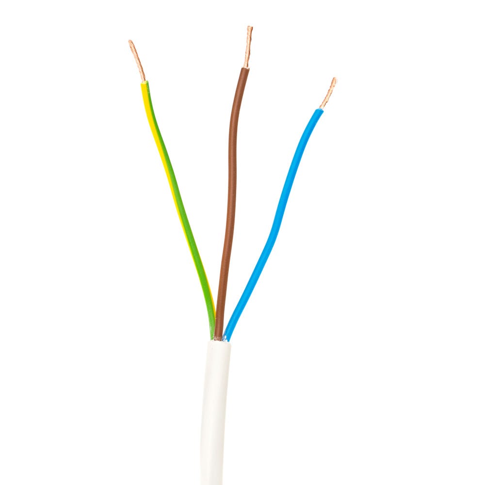 1mm 3 Core Flex Cable White 100m Drum 3183Y