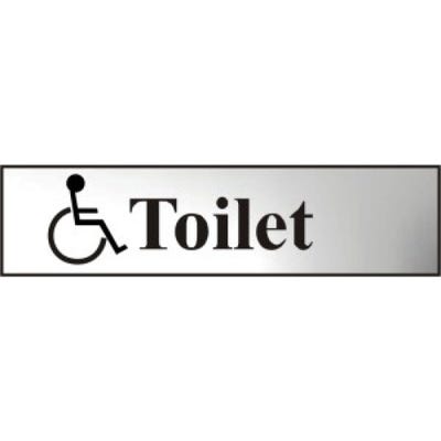 Disabled Toilet Sign in Chrome 200mm x 50mm