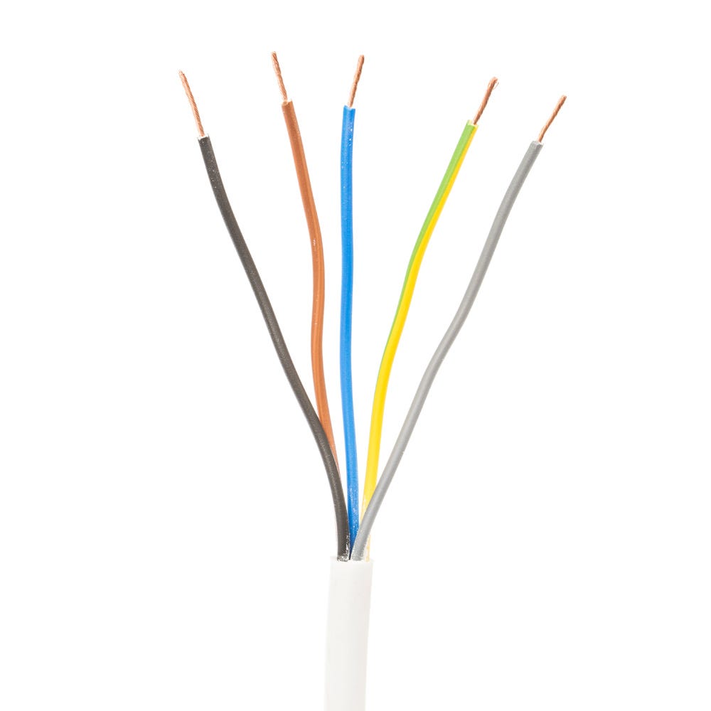 0.75mm 5 Core Flex Cable White 50m Drum 3185Y