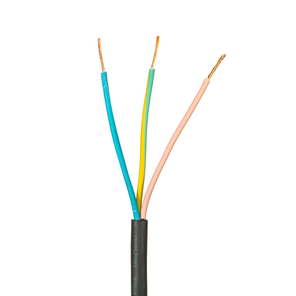 0.75mm 3 Core Tough Flex Cable Black 50m Drum 3183TRS