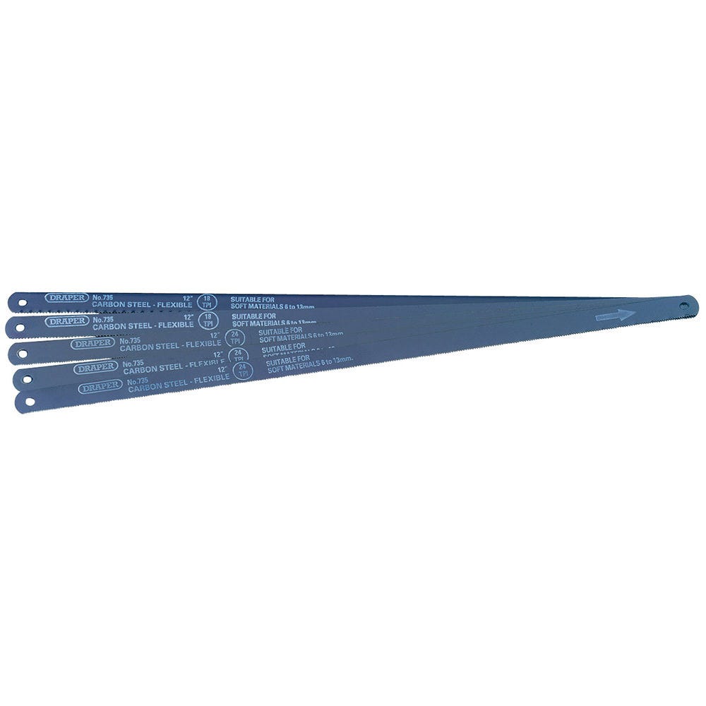 Draper Hacksaw Blades Carbon 5mm x 300mm 74118