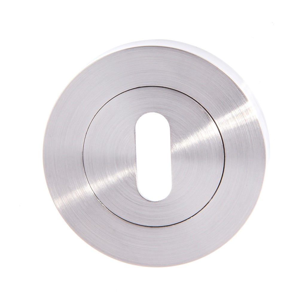 Key Escutcheon on Round Rose Satin Nickel (Pair)