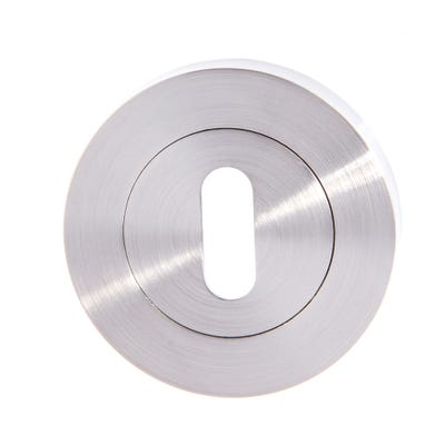 Key Escutcheon on Round Rose Satin Nickel (Pair)