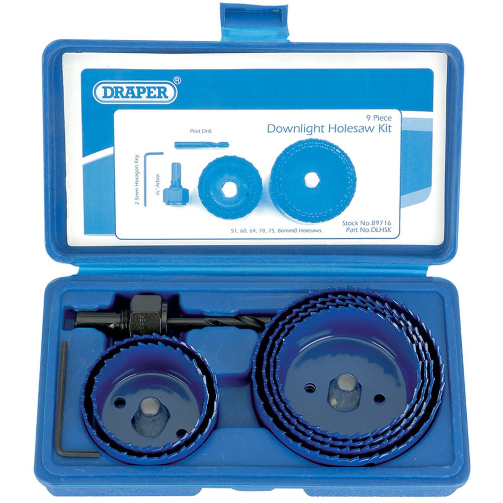 Draper 9 Piece Holesaw Kit For Downlights 89716