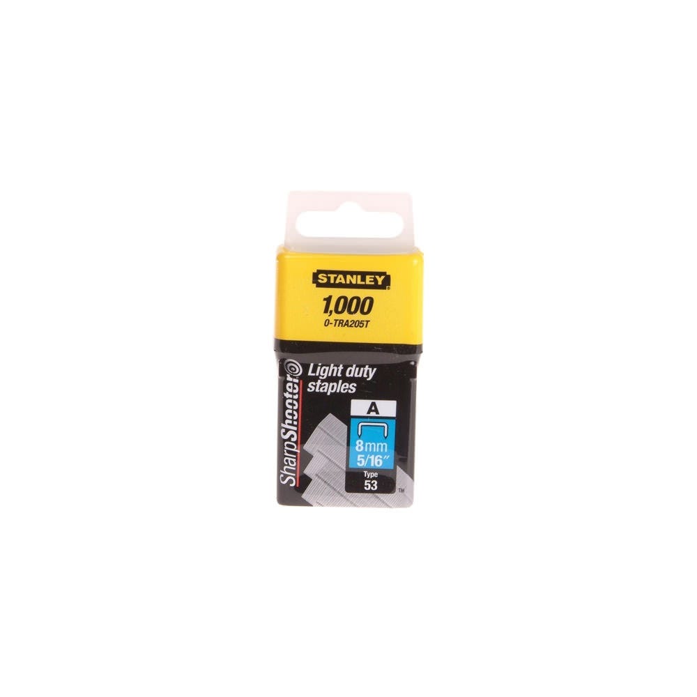 Stanley 8mm Light-Duty Staples Pack of 1000 STA0TRA205T