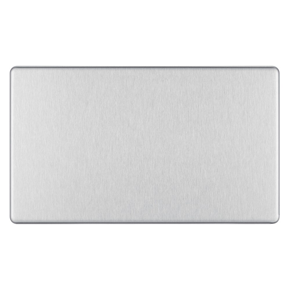 BG Screwless 2 Gang Blanking Plate Brushed Steel FBS95