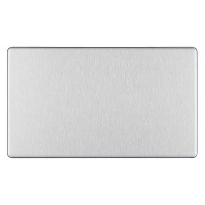 BG Screwless 2 Gang Blanking Plate Brushed Steel FBS95
