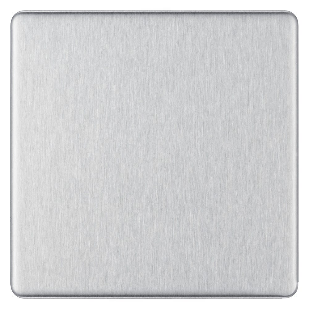 BG Screwless 1 Gang Blanking Plate Brushed Steel FBS94