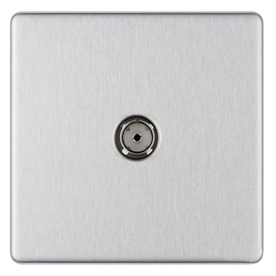 BG Screwless 1 Gang Coaxial TV Socket Brushed Steel FBS60
