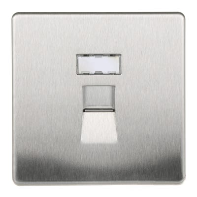BG Screwless 1 Gang RJ45 Data Outlet Brushed Steel FBSRJ451