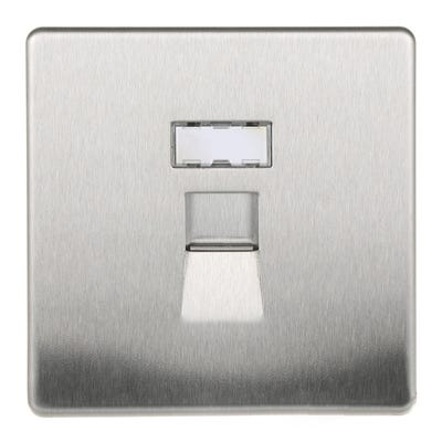 BG Nexus Screwless Flatplate 1 Gang RJ45 Data Outlet Socket Brushed Steel FBSRJ451-01