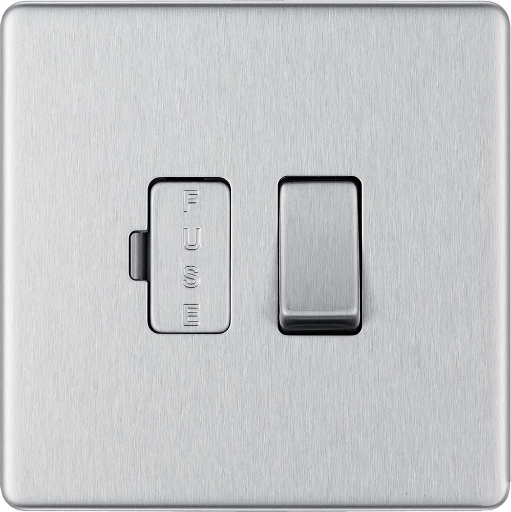 BG Screwless 13A Switched Fused Spur Unit Brushed Steel FBS50