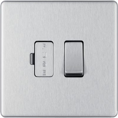 BG Screwless 13A Switched Fused Spur Unit Brushed Steel FBS50