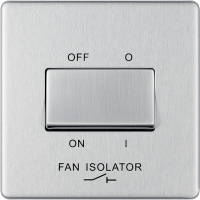 BG Screwless 10A 3 Pole Fan Isolator Switch Brushed Steel FBS15