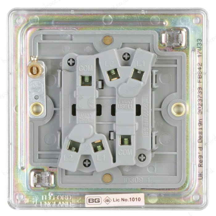 Bg Nexus Screwless Flatplate 10a 10ax 2 Gang 2 Way Light Switch Brushed Steel Fbs42 01