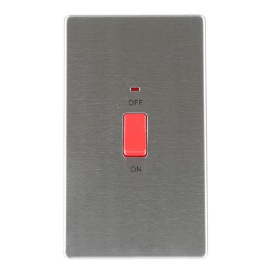 BG Screwless 45A DP Large Plate Neon Switch Brushed Steel FBS72