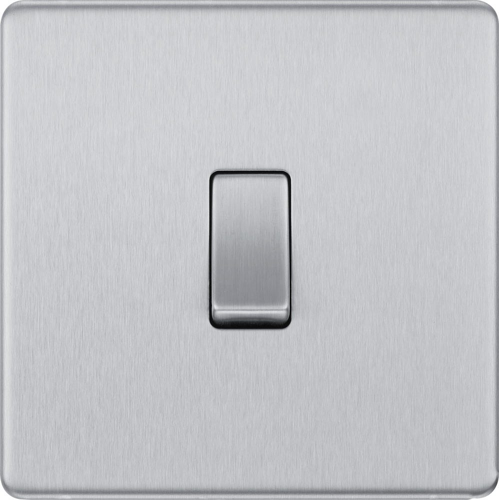BG Screwless 20A 1 Gang 2 Way Light Switch Brushed Steel FBS12