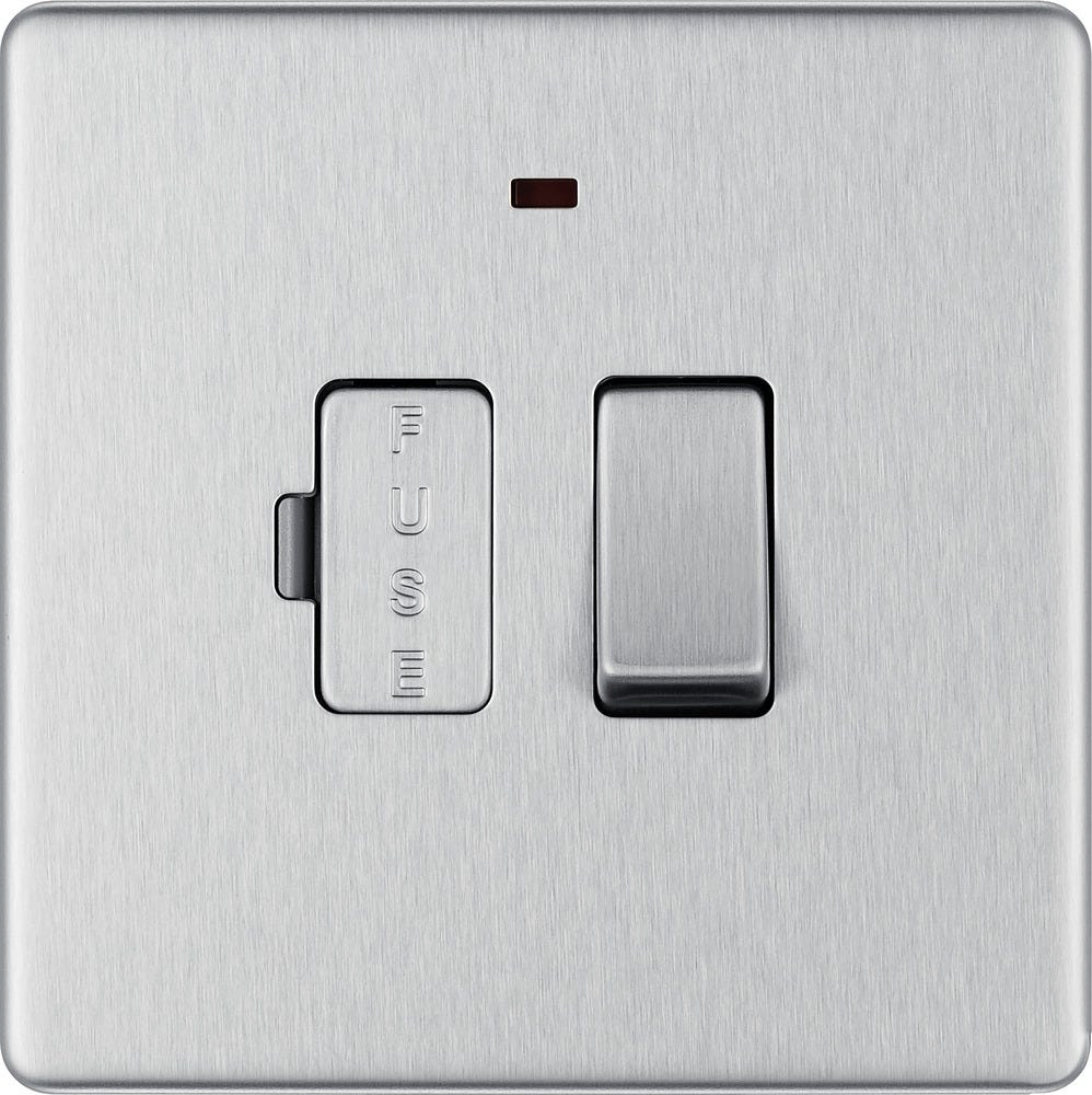 BG Screwless 13A Neon Switched Fused Spur Unit Brushed Steel FBS52