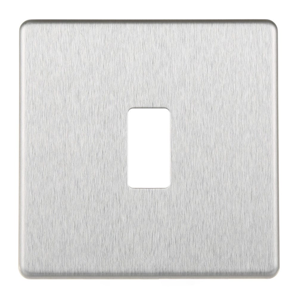 BG Grid Screwless 1 Gang Modular Front Plate Brushed Steel RFBS1