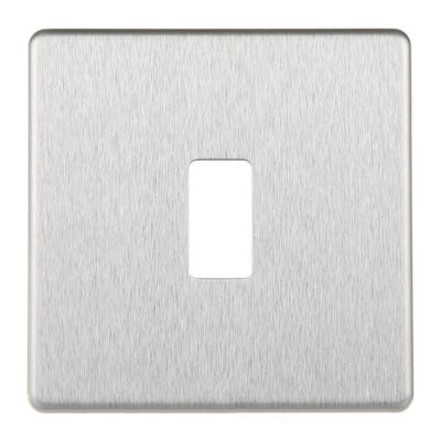 BG Grid Screwless 1 Gang Modular Front Plate Brushed Steel RFBS1