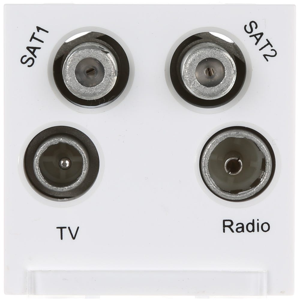 BG Euro Module TV, Radio, Dual Satellite Outlet White EMTVFMSAT2W